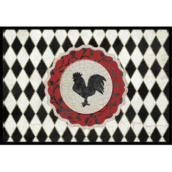 Carolines Treasures Carolines Treasures SB3086MAT Rooster Harlequin Black And White Indoor Or Outdoor Mat 18 x 27 In. SB3086MAT - main
